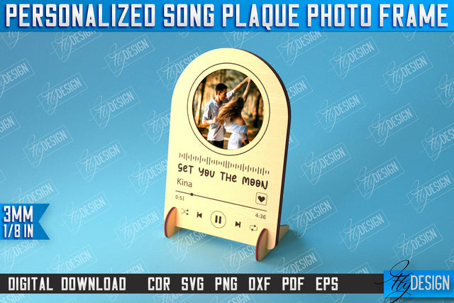 Personalized Song Plaque Photo Frame | Gift Idea | Favorite Song | CNC File SVG Fly Design 