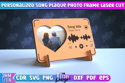 Personalized Song Plaque Photo Frame | Gift Idea | Favorite Song | CNC File SVG The T Store Design 