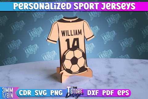 Personalized Sport Jerseys Bundle | Sport Sign | Gift Idea | Wood Shape | CNC File SVG The T Store Design 