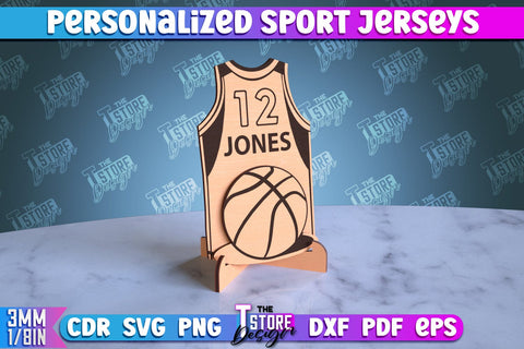 Personalized Sport Jerseys Bundle | Sport Sign | Gift Idea | Wood Shape | CNC File SVG The T Store Design 