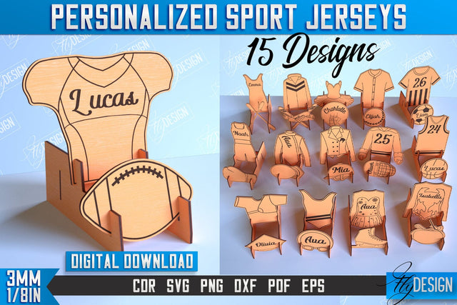 Personalized Sport Jerseys | Sport Sign | Gift Idea | Wood Shape | CNC File SVG Fly Design 