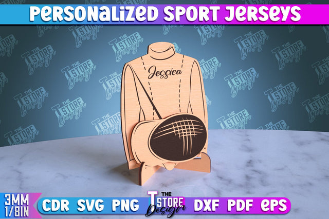 Personalized Sport Jerseys | Sport Sign | Gift Idea | Wood Shape | CNC File SVG The T Store Design 