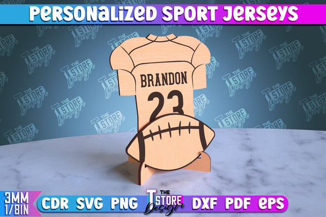 Personalized Sport Jerseys | Sport Sign | Gift Idea | Wood Shape | CNC File SVG The T Store Design 