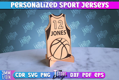 Personalized Sport Jerseys | Sport Sign | Gift Idea | Wood Shape | CNC File SVG The T Store Design 