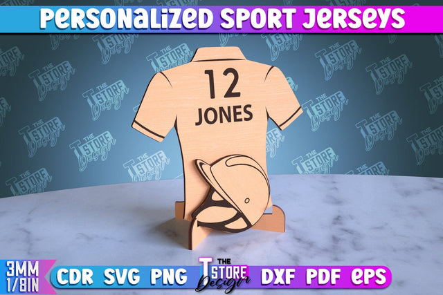 Personalized Sport Jerseys | Sport Sign | Gift Idea | Wood Shape | CNC File SVG The T Store Design 