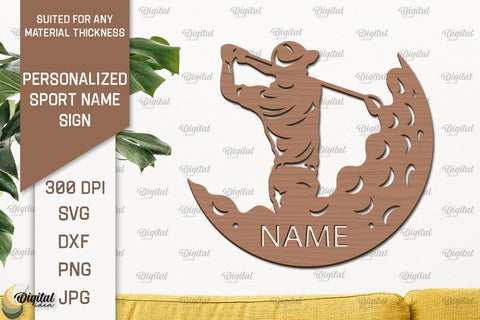 Personalized Sport Name Signs Laser Cut Bundle SVG Evgenyia Guschina 