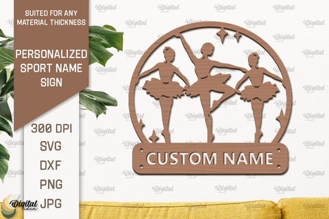 Personalized Sport Name Signs Laser Cut Bundle SVG Evgenyia Guschina 