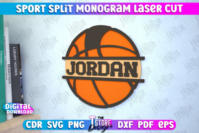 Personalized Sports Decor | Basketball Monogram | Gift Idea | Wall Décor | CNC file SVG The T Store Design 