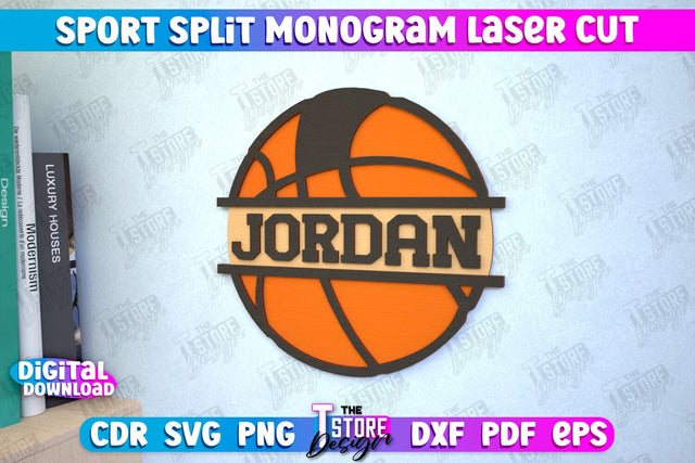 Personalized Sports Decor | Basketball Monogram | Gift Idea | Wall Décor | CNC file SVG The T Store Design 