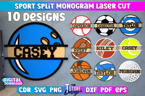Personalized Sports Decor Bundle | Sport Monogram | Gift Idea | Wall Décor | CNC Files SVG The T Store Design 