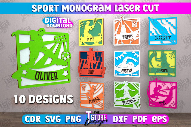 Personalized Sports Decor Bundle | Sport Monogram | Gift Idea | Wall Décor | CNC Files SVG The T Store Design 