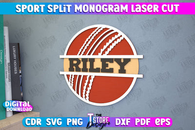 Personalized Sports Decor | Cricket Monogram | Gift Idea | Wall Décor | CNC file SVG The T Store Design 