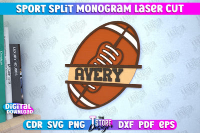 Personalized Sports Decor | Football Monogram | Gift Idea | Wall Décor | CNC file SVG The T Store Design 