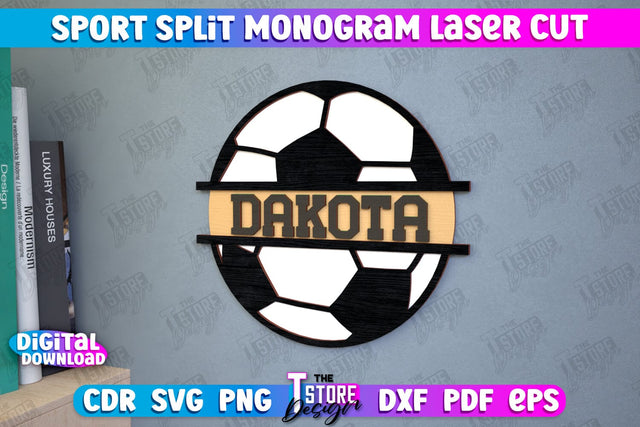 Personalized Sports Decor | Football Monogram | Gift Idea | Wall Décor | CNC file SVG The T Store Design 