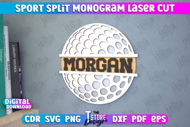 Personalized Sports Decor | Golf Monogram | Gift Idea | Wall Décor | CNC file SVG The T Store Design 