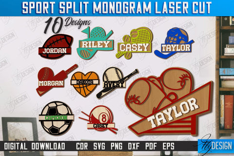 Personalized Sports Decor Laser Cut Bundle | Personal Sports Wall Sign | Wall Décor | CNC Files SVG Fly Design 