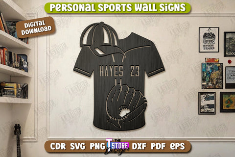 Personalized Sports Decor Laser Cut Bundle | Personal Sports Wall Sign | Wall Décor | CNC Files SVG The T Store Design 