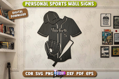 Personalized Sports Decor Laser Cut | Personal Sports Wall Sign | Wall Décor | CNC File SVG The T Store Design 
