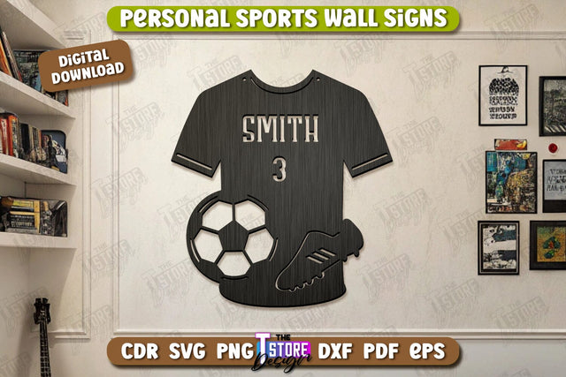 Personalized Sports Decor Laser Cut | Personal Sports Wall Sign | Wall Décor | CNC File SVG The T Store Design 