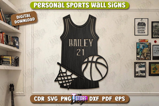Personalized Sports Decor Laser Cut | Personal Sports Wall Sign | Wall Décor | CNC File SVG The T Store Design 