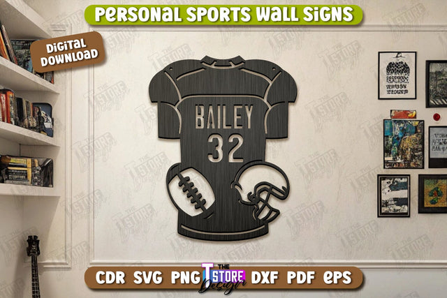 Personalized Sports Decor Laser Cut | Personal Sports Wall Sign | Wall Décor | CNC File SVG The T Store Design 