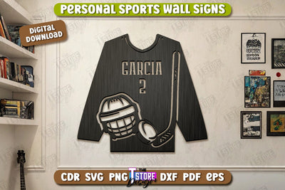 Personalized Sports Decor Laser Cut | Personal Sports Wall Sign | Wall Décor | CNC File SVG The T Store Design 