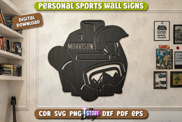 Personalized Sports Decor Laser Cut | Personal Sports Wall Sign | Wall Décor | CNC File SVG The T Store Design 