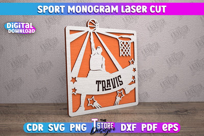 Personalized Sports Decor | Sport Monogram | Gift Idea | Wall Décor | CNC file SVG The T Store Design 