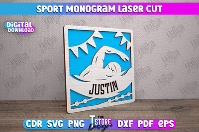 Personalized Sports Decor | Sport Monogram | Gift Idea | Wall Décor | CNC file SVG The T Store Design 
