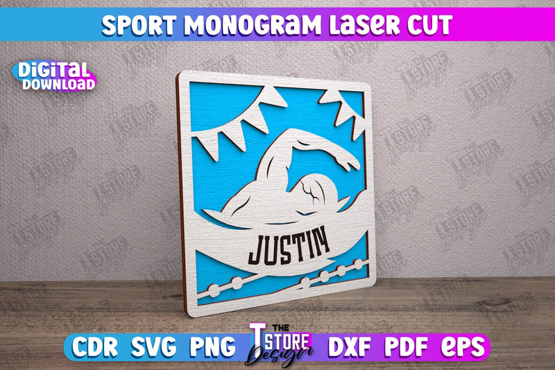 Personalized Sports Decor | Sport Monogram | Gift Idea | Wall Décor | CNC file SVG The T Store Design 