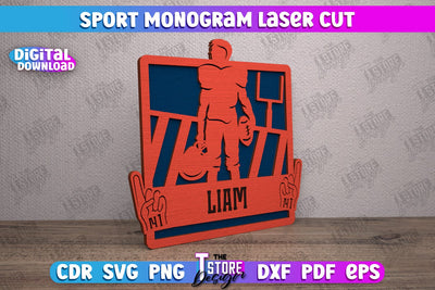 Personalized Sports Decor | Sport Monogram | Gift Idea | Wall Décor | CNC file SVG The T Store Design 