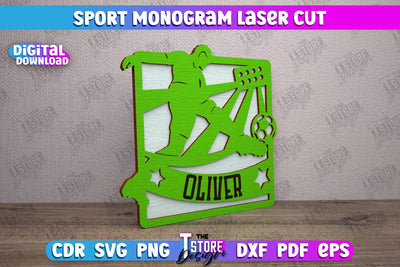 Personalized Sports Decor | Sport Monogram | Gift Idea | Wall Décor | CNC file SVG The T Store Design 