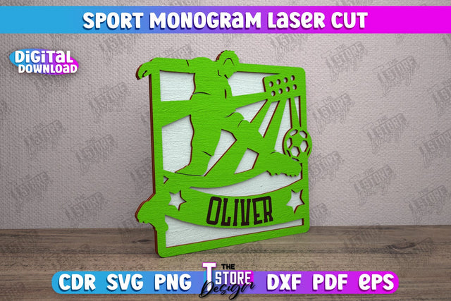 Personalized Sports Decor | Sport Monogram | Gift Idea | Wall Décor | CNC file SVG The T Store Design 