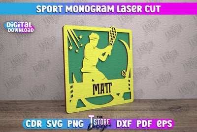 Personalized Sports Decor | Sport Monogram | Gift Idea | Wall Décor | CNC file SVG The T Store Design 
