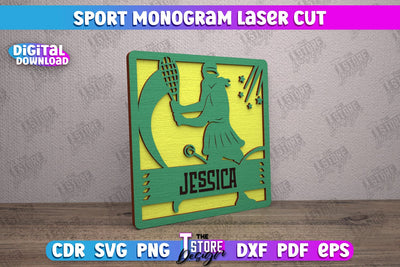 Personalized Sports Decor | Sport Monogram | Gift Idea | Wall Décor | CNC file SVG The T Store Design 