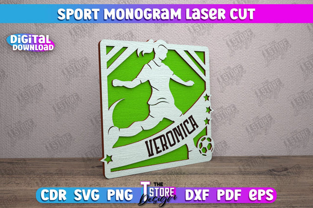 Personalized Sports Decor | Sport Monogram | Gift Idea | Wall Décor | CNC file SVG The T Store Design 