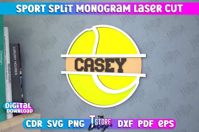 Personalized Sports Decor | Tennis Monogram | Gift Idea | Wall Décor | CNC file SVG The T Store Design 