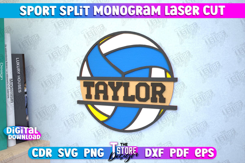 Personalized Sports Decor | Valeball Monogram | Gift Idea | Wall Décor | CNC file SVG The T Store Design 