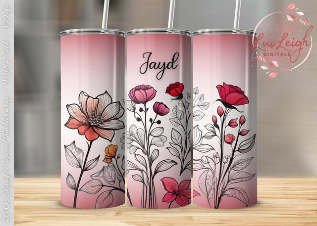 Personalized Spring Flowers Tumbler wrap png Sublimation Luvleigh Digitals 