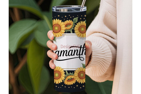 Personalized Sunflower 20oz Tumbler Sublimation DesignSVG 