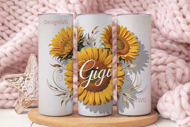 Personalized Sunflower 20oz Tumbler Wrap Sublimation DesignSVG 