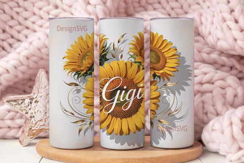 Personalized Sunflower 20oz Tumbler Wrap Sublimation DesignSVG 