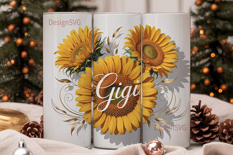 Personalized Sunflower 20oz Tumbler Wrap Sublimation DesignSVG 