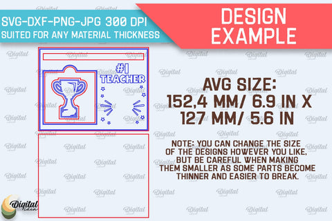 Personalized Teacher Sticky Note Pad Holder Laser Cut Bundle SVG Evgenyia Guschina 