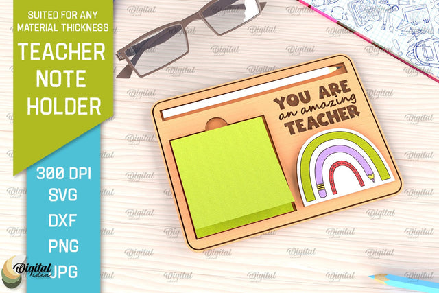 Personalized Teacher Sticky Note Pad Holder Laser Cut SVG Evgenyia Guschina 