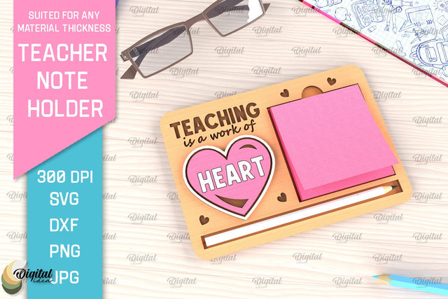 Personalized Teacher Sticky Note Pad Holder Laser Cut SVG Evgenyia Guschina 