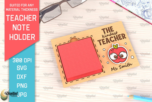 Personalized Teacher Sticky Note Pad Holder Laser Cut SVG Evgenyia Guschina 