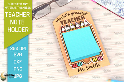 Personalized Teacher Sticky Note Pad Holder Laser Cut SVG Evgenyia Guschina 