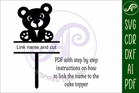 Personalized Teddy bear cake topper SVG laser cut SVG APInspireddesigns 