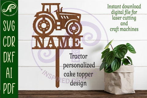 Personalized Tractor cake topper SVG laser cut SVG APInspireddesigns 
